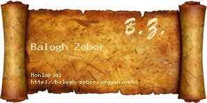 Balogh Zobor névjegykártya